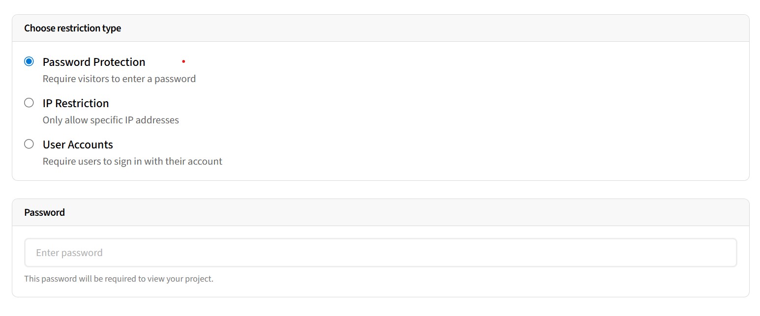 Screenshot showing global password authentication settings