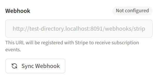 Screenshot showing the Sync Webhook button in monetization settings